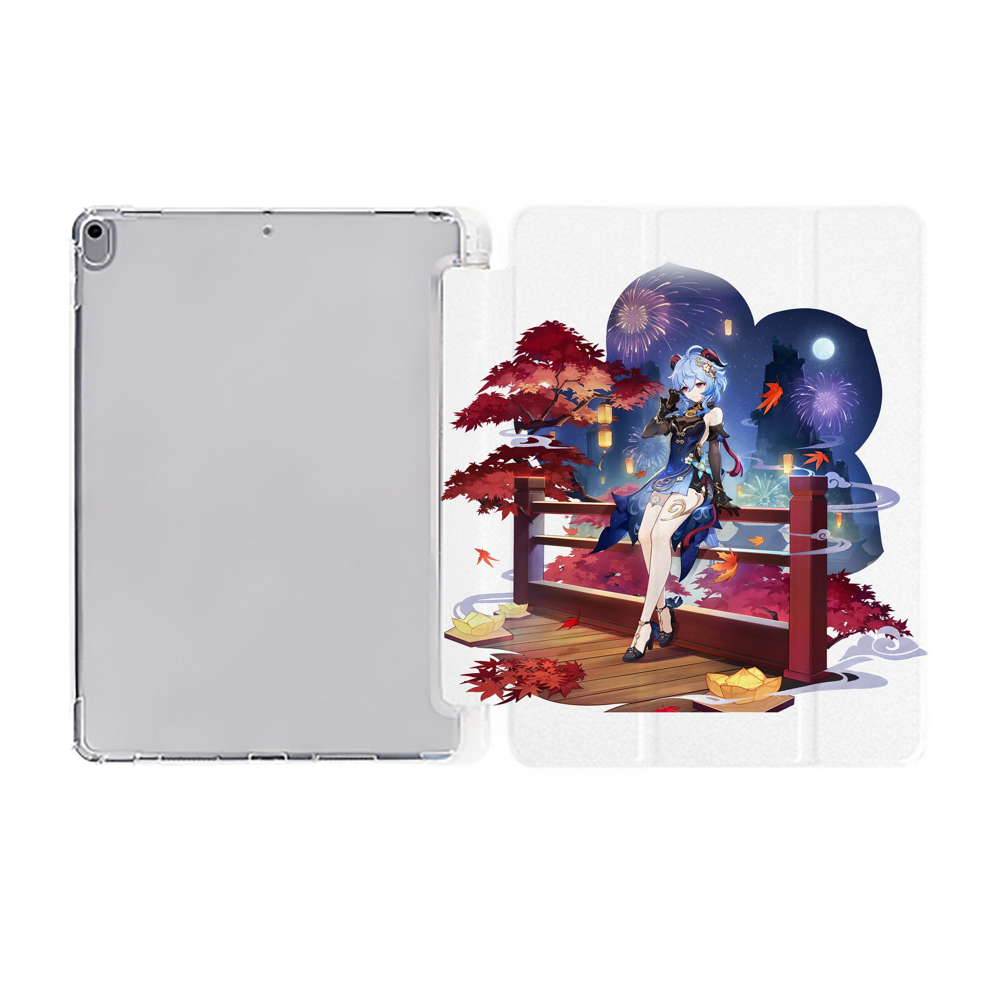 げんし神 甘雨 かんう genshin Ganyu IPad ケース ペン収納付き 三つ折りスタンド PUレザー×シリコン 対応機種9.5/10.5/10.9インチ